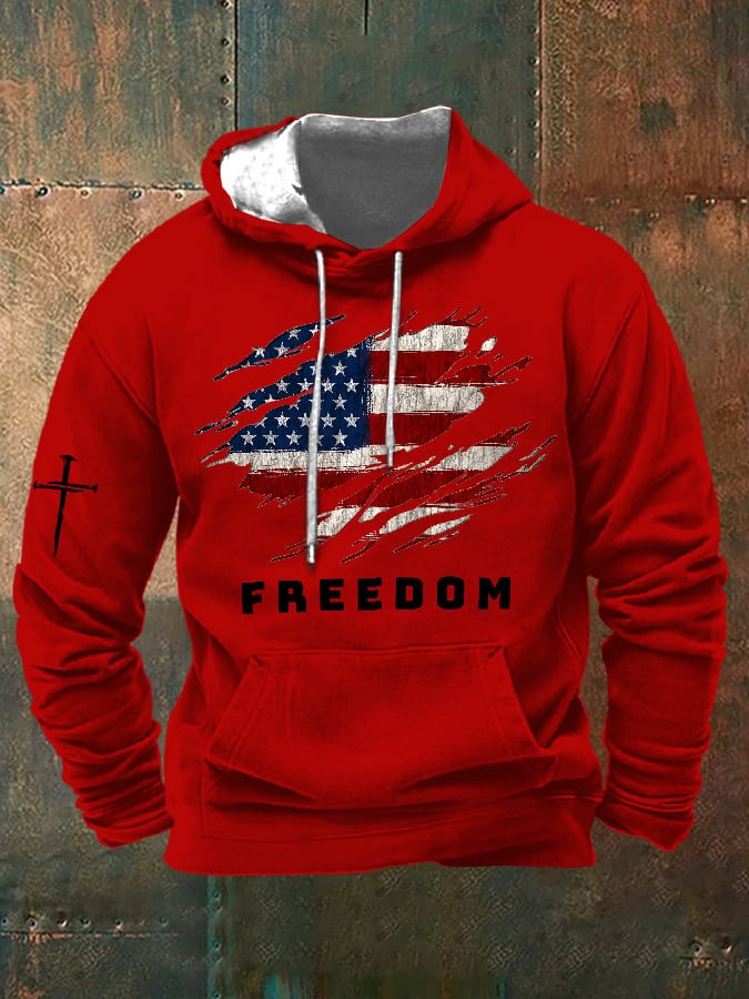 Red Charlie Kirk Freedom Hoodie American Flag RIP Charlie Kirk Memorial Apparel For Sale - Image 3