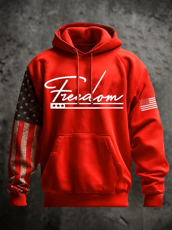 Red Charlie Kirk Freedom Hoodie American Flag Wear Red For Charlie Kirk Day October 14 - Image 2