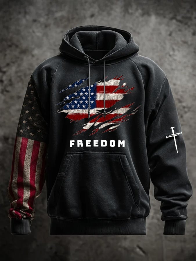 Red Charlie Kirk Freedom Hoodie Faith Cross American Flag Memorial Wear Red For Oct 14 Day