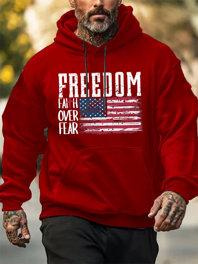 Red Charlie Kirk Freedom Hoodie Faith Over Fear Turning Point USA TPUSA Merch Apparel - Image 2