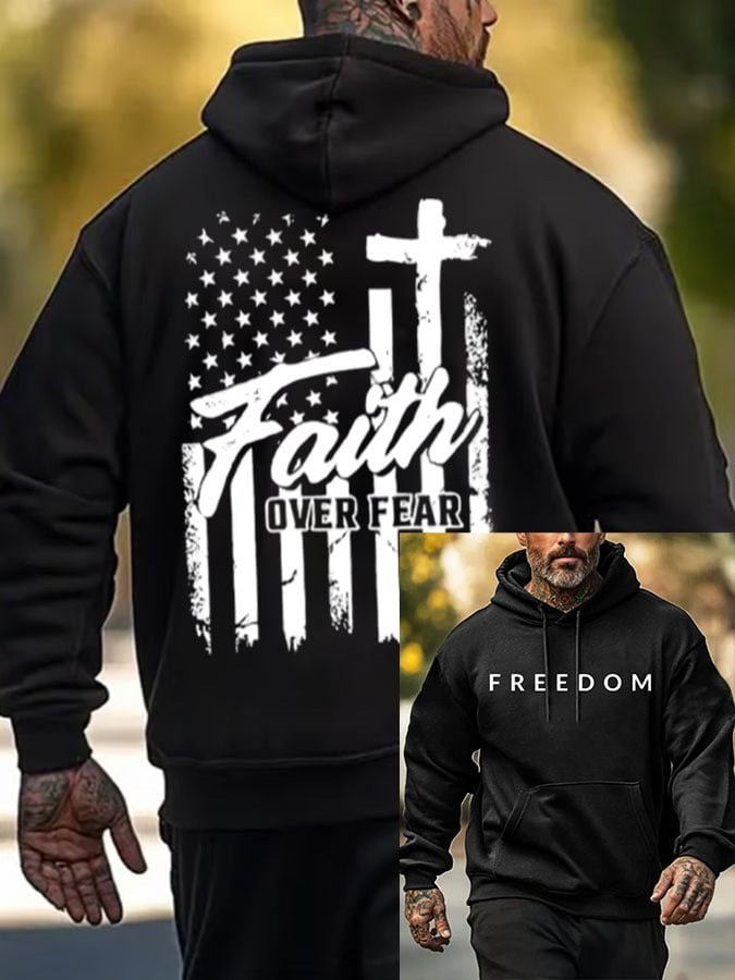 Red Charlie Kirk Freedom Hoodie Memorial Merch Faith Over Fear Charlie Kirk Funeral Merch - Image 2