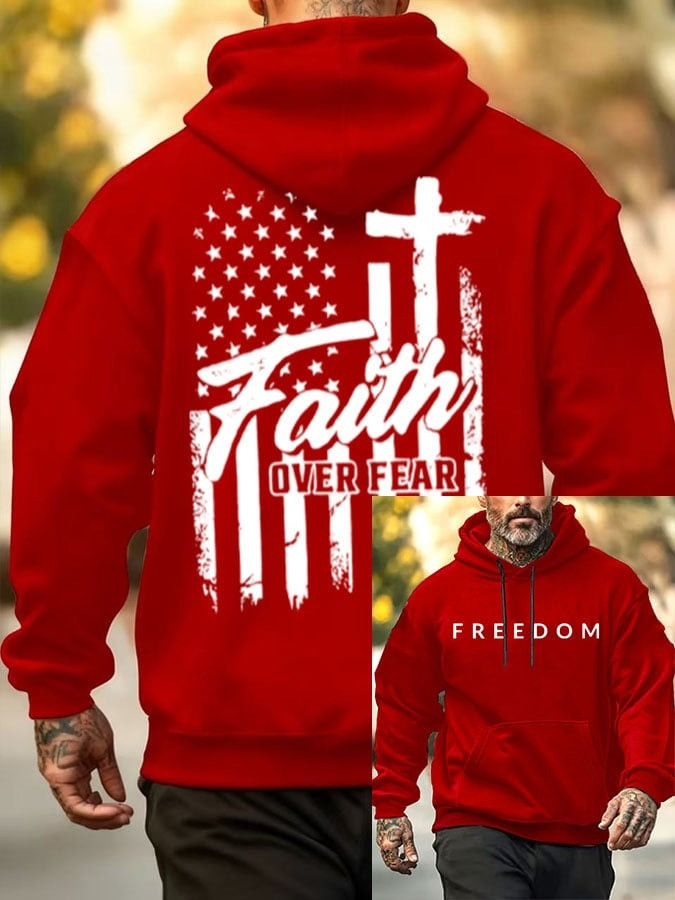 Red Charlie Kirk Freedom Hoodie Memorial Merch Faith Over Fear Charlie Kirk Funeral Merch