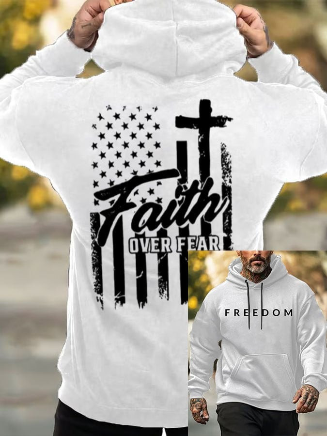 Red Charlie Kirk Freedom Hoodie Memorial Merch Faith Over Fear Charlie Kirk Funeral Merch - Image 3