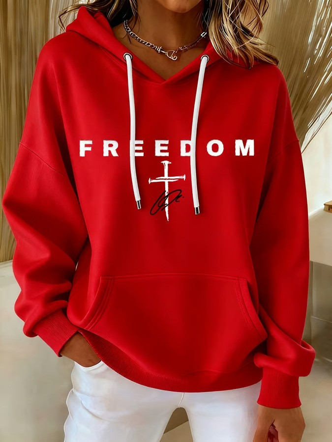 Red Charlie Kirk Freedom Hoodie Signed Rest In Peace Charlie Kirk Clothing Merch For Sale