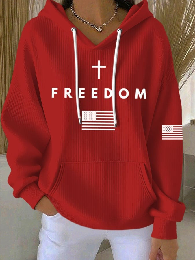 Red Charlie Kirk Freedom Hoodie Women's October 14 Day Tribute Remembrance For CK Merch