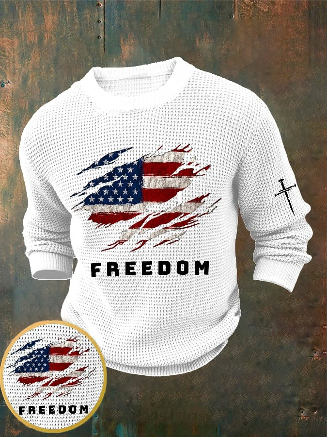 Red Charlie Kirk Freedom Long Sleeve Shirt Men's American Flag Turning Point USA Merch - Image 2