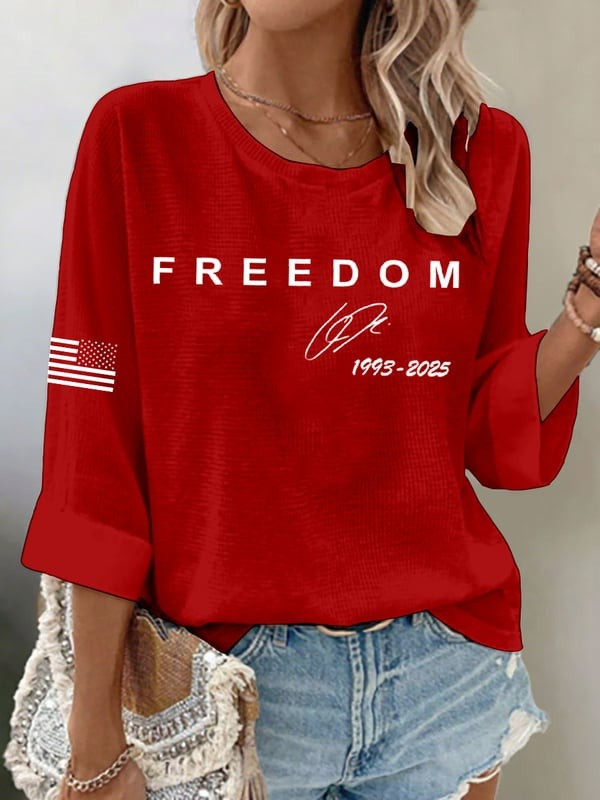 Red Charlie Kirk Freedom Long Sleeve Shirt Women's Wear Red For Charlie Kirk Day 2025
