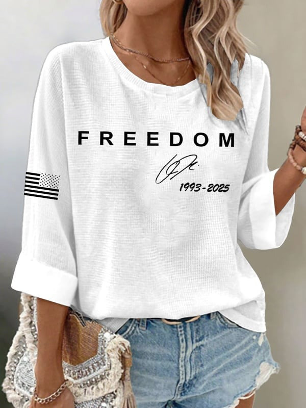 Red Charlie Kirk Freedom Long Sleeve Shirt Women's Wear Red For Charlie Kirk Day 2025 - Image 2
