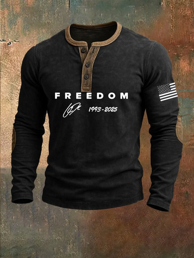 Red Charlie Kirk Freedom Men's Button Long Sleeve Shirt Turning Point USA TPUSA Merch