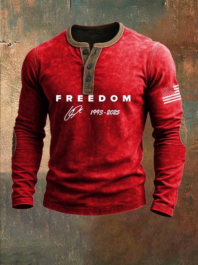 Red Charlie Kirk Freedom Men's Button Long Sleeve Shirt Turning Point USA TPUSA Merch - Image 2