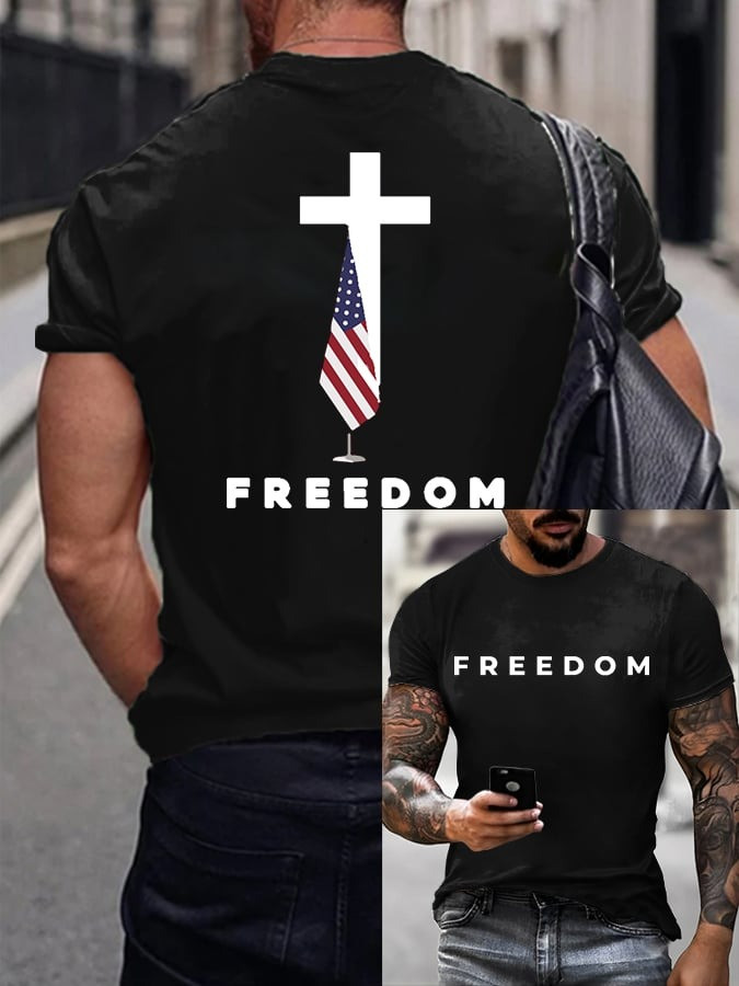 Red Charlie Kirk Freedom Shirt Faith Cross American Flag Wear Red For Charlie Kirk Day 2025 - Image 2