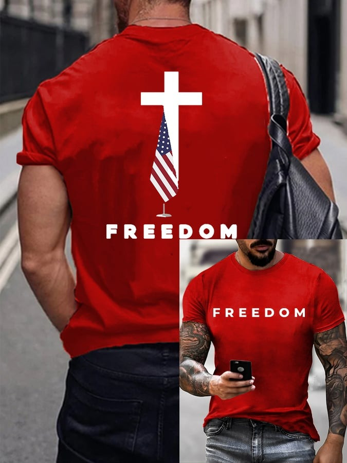 Red Charlie Kirk Freedom Shirt Faith Cross American Flag Wear Red For Charlie Kirk Day 2025