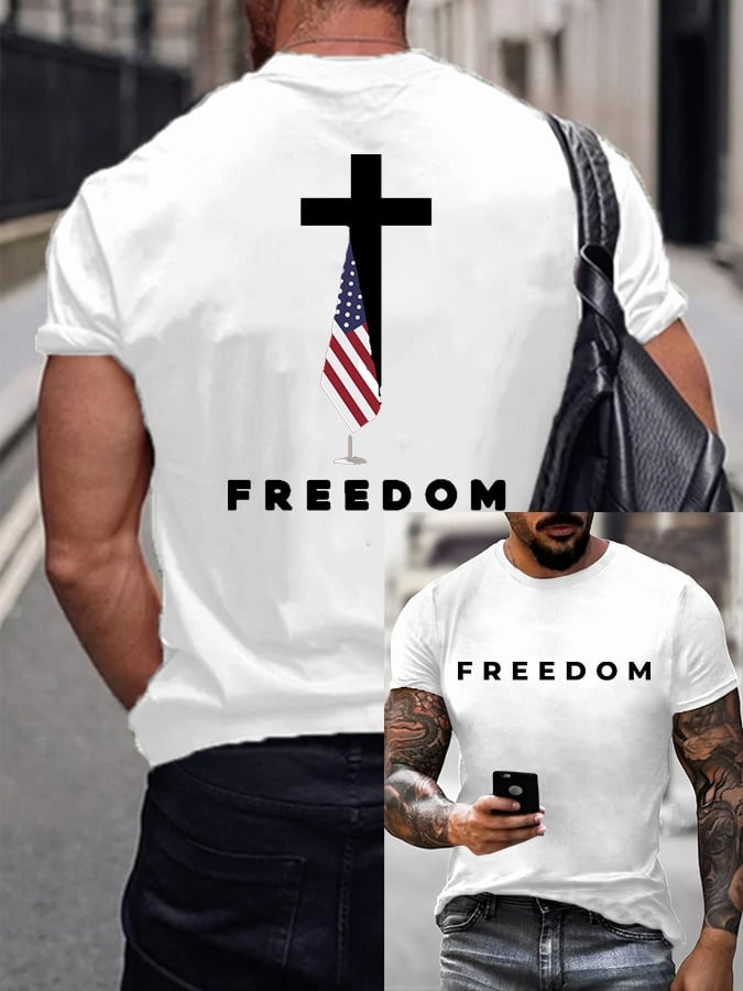 Red Charlie Kirk Freedom Shirt Faith Cross American Flag Wear Red For Charlie Kirk Day 2025 - Image 3