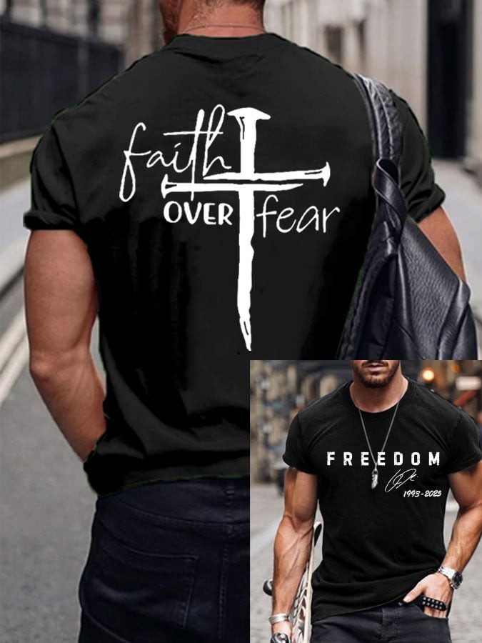 Red Charlie Kirk Freedom Shirt Faith Over Fear The Charlie Kirk Show Merch Tee Shirts