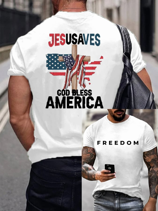 Red Charlie Kirk Freedom Shirt JesUSAves God Bless America Wear Red For Charlie Kirk Day - Image 2
