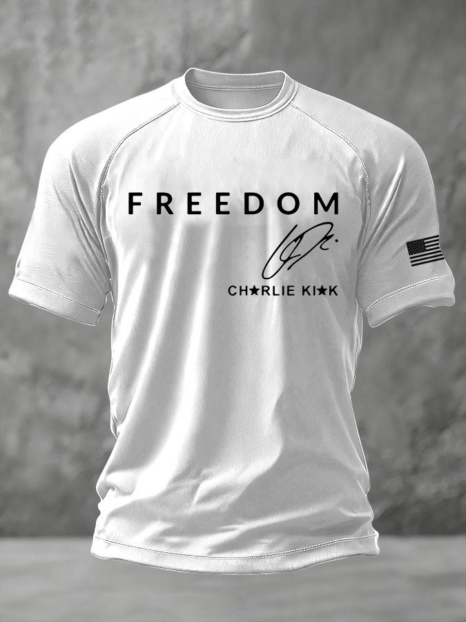 Red Charlie Kirk Freedom Shirt Men's Signed National CK Day Oct 14 Memorial Merch Apparel - Image 3