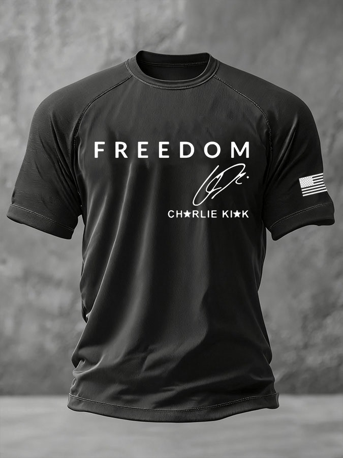 Red Charlie Kirk Freedom Shirt Men's Signed National CK Day Oct 14 Memorial Merch Apparel - Image 2