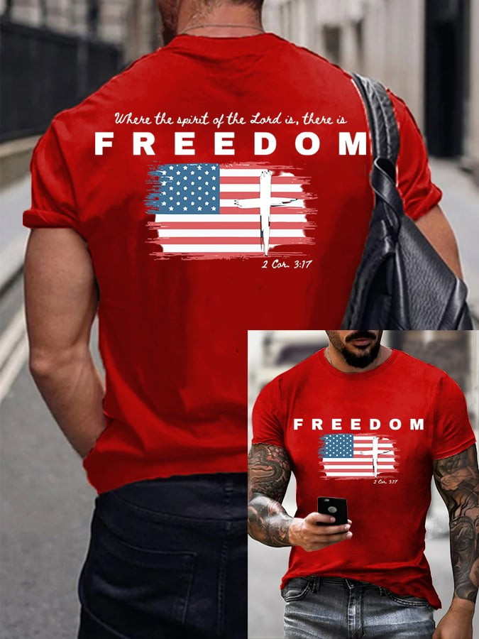 Red Charlie Kirk Freedom Shirt Where The Spirit of The lord Is There Is Freedom Faith Tee - Image 3