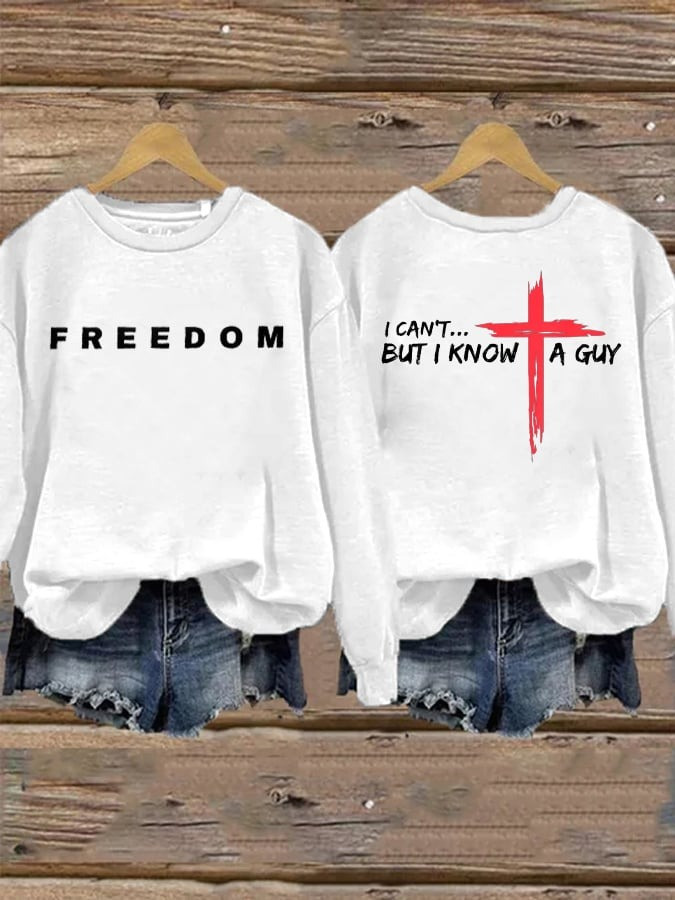 Red Charlie Kirk Freedom Sweatshirt I Can't But I Know A Guy TPUSA Freedom Faith Apparel - Image 2