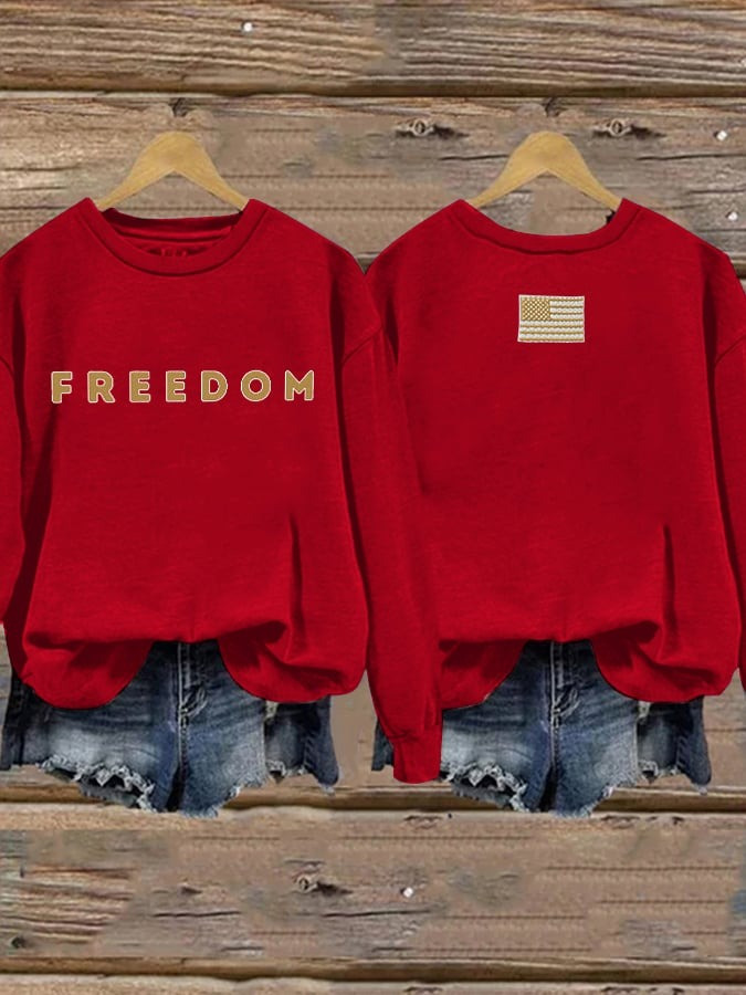 Red Charlie Kirk Freedom Sweatshirt USA Flag Honor The TPUSA Legend Wear Red On October 14 - Image 2