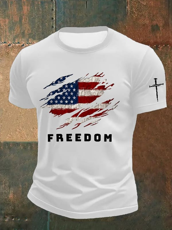 Red Charlie Kirk Freedom Tee Shirt Faith Cross American Flag Wear Red For Charlie Kirk Day - Image 2