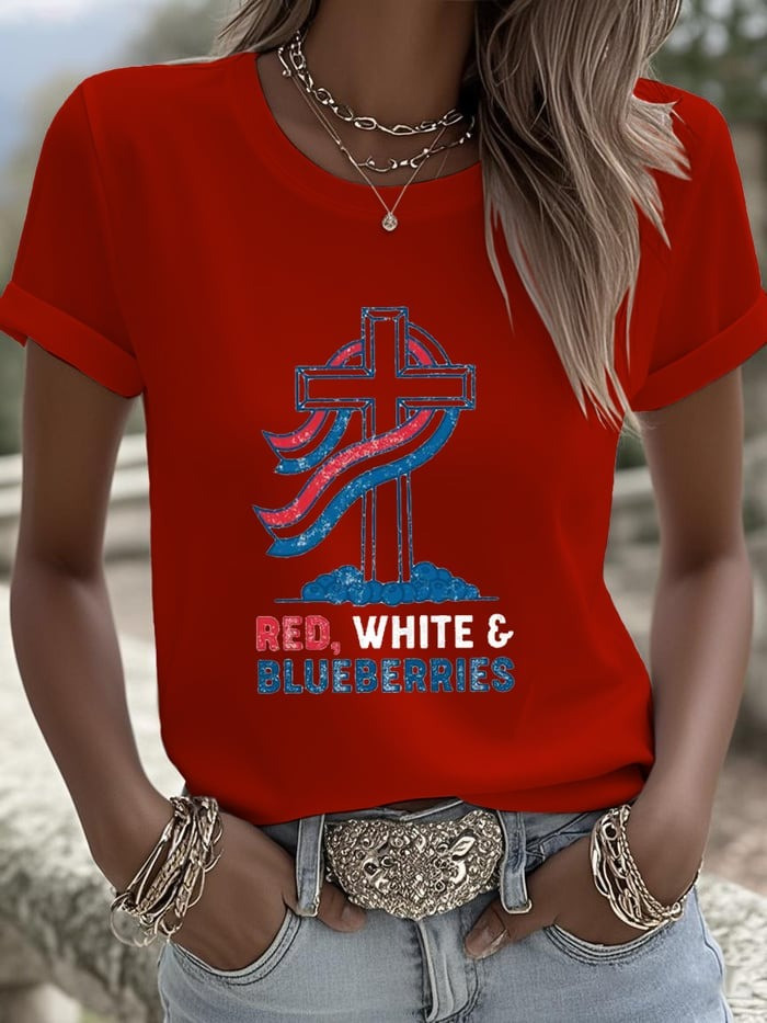 Red Charlie Kirk Freedom Tee Shirt Red White And Blueberries Shirt Faith Christian Clothing - Image 2