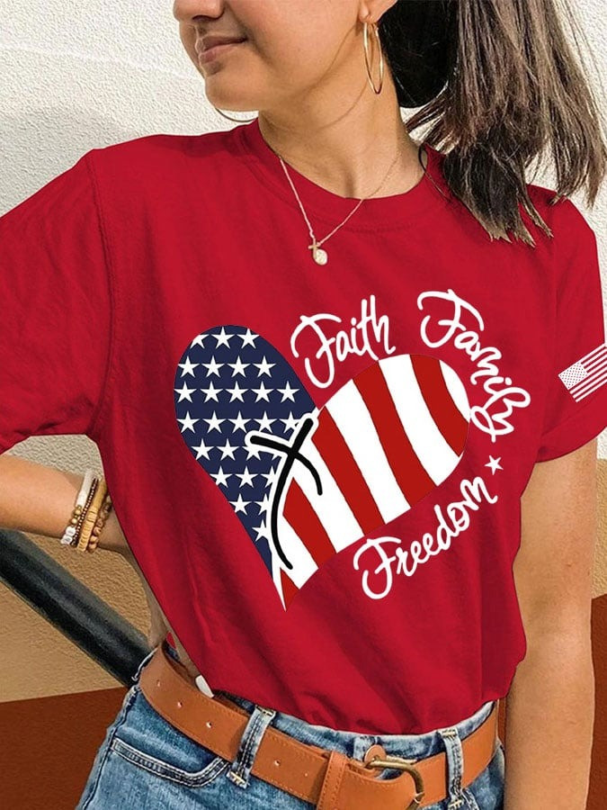 Red Charlie Kirk Freedom Tee Shirt Women's Faith Family Freedom Wear Red Day 2025 Merch