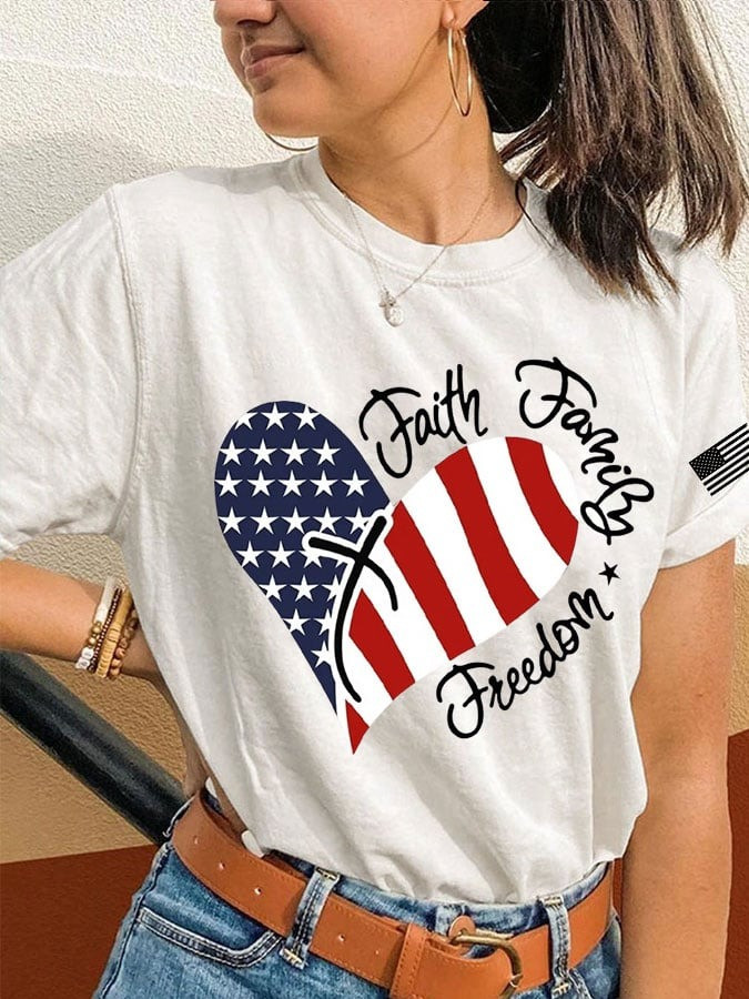 Red Charlie Kirk Freedom Tee Shirt Women's Faith Family Freedom Wear Red Day 2025 Merch - Image 2