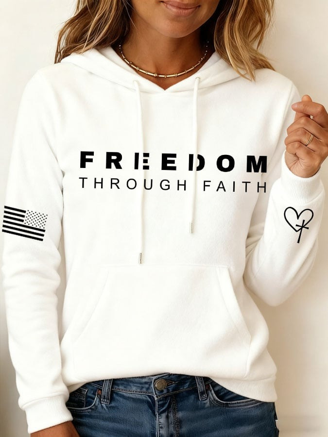 Red Charlie Kirk Freedom Through Faith Hoodie Wear Red On October 14 Birthday Tribute Merch