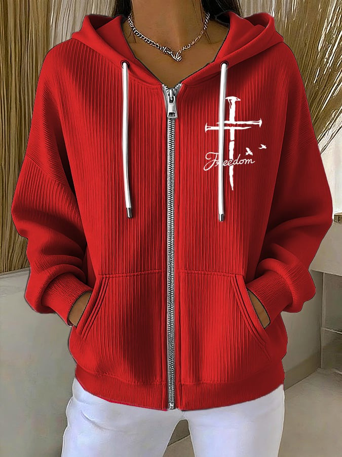 Red Charlie Kirk Freedom Zip Hoodie Wear Red Day 2025 National Charlie Kirk Day Clothing