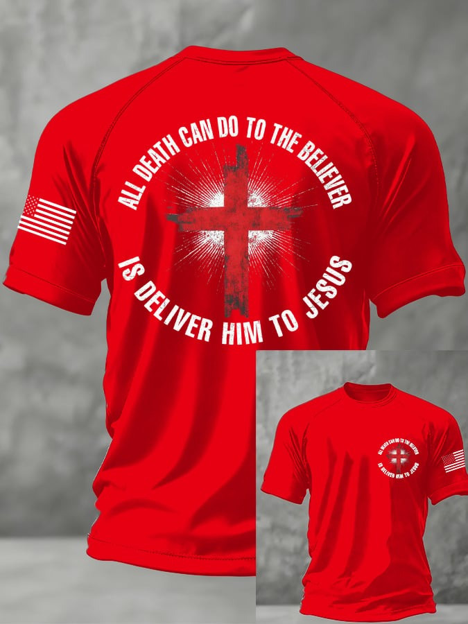 Red Charlie Kirk Memorial Shirt All Death Can Do To The Believer Is Deliver Him To Jesus - Image 2