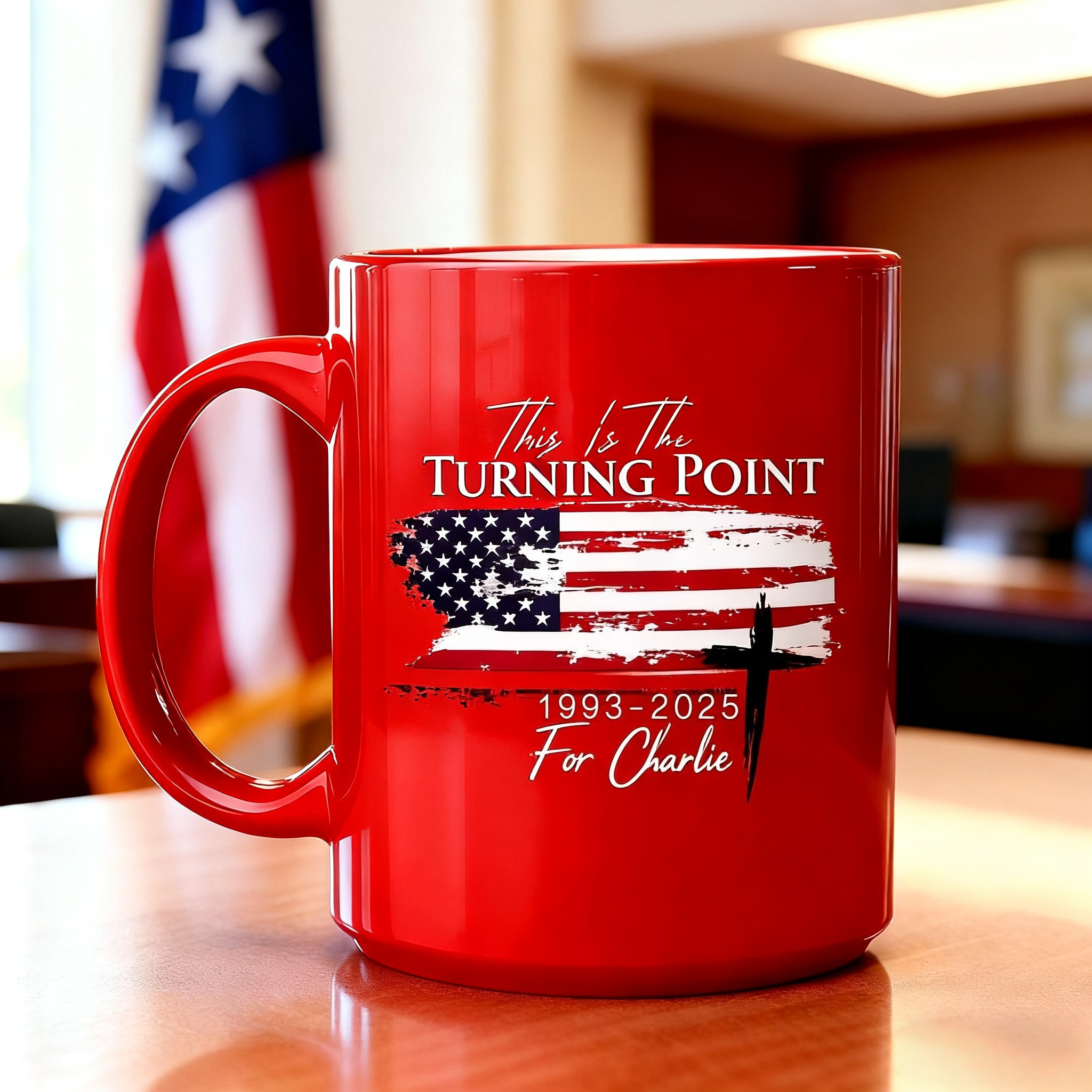 Red Charlie Kirk Mug This Is The Turning Point October 14 Birthday TPUSA Merch