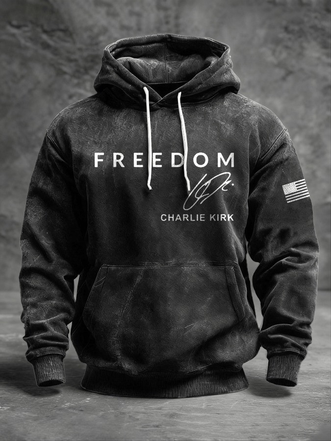 Red Charlie Kirk Washed Hoodie Signature RIP Charlie Kirk Legend Memorial Apparel