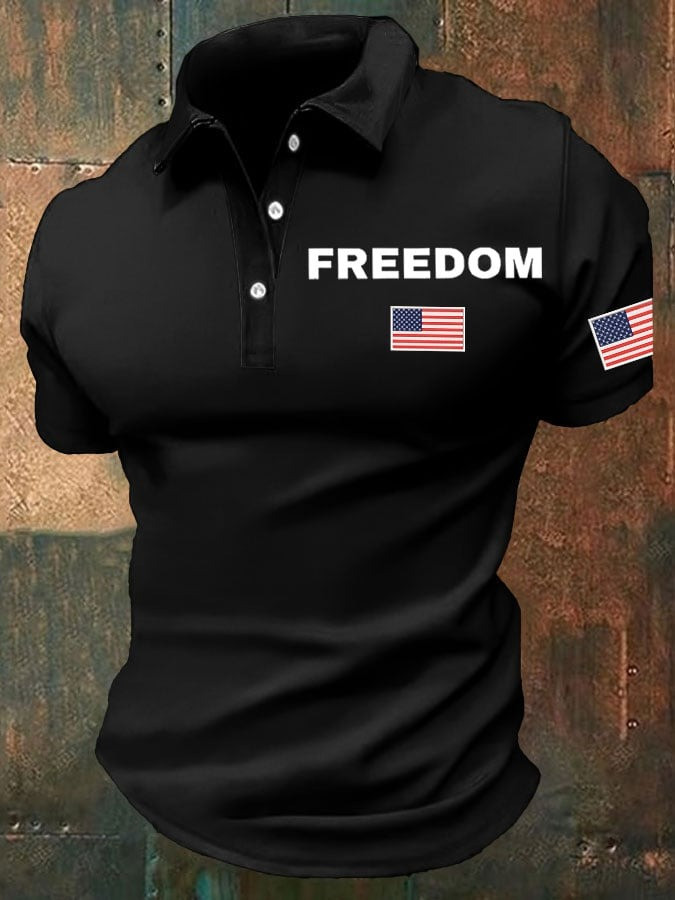 Red Freedom Charlie Kirk Men's Polo Shirt American Flag TPUSA Merch Golf Shirt Apparel