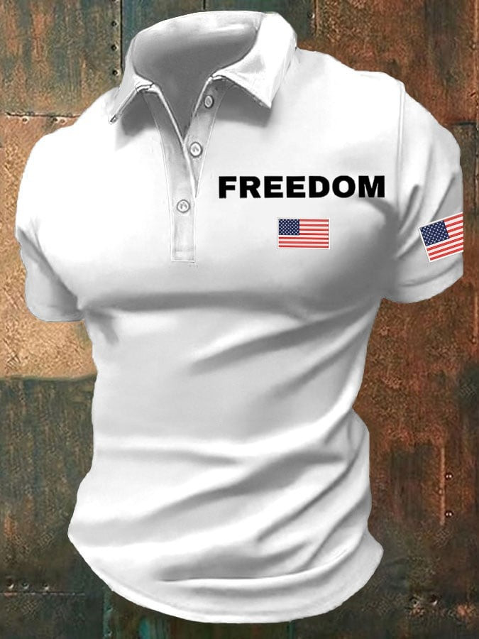 Red Freedom Charlie Kirk Men's Polo Shirt American Flag TPUSA Merch Golf Shirt Apparel - Image 2