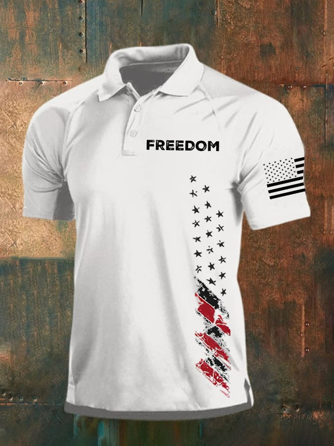 Red Freedom Charlie Kirk Men's Polo Shirt Signature RIP October 14 Charlie Kirk Day Apparel - Image 2