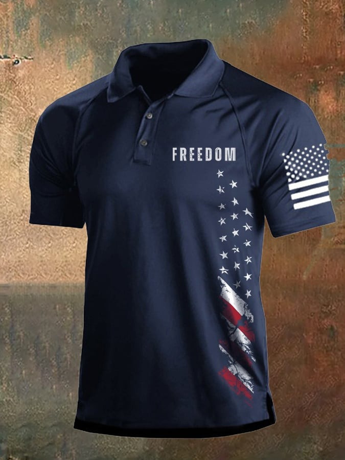 Red Freedom Charlie Kirk Men's Polo Shirt Signature RIP October 14 Charlie Kirk Day Apparel - Image 3