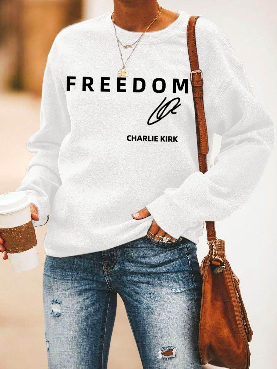 Red Freedom Charlie Kirk Merch Sweatshirt Signed Signature Turning Point USA Merch