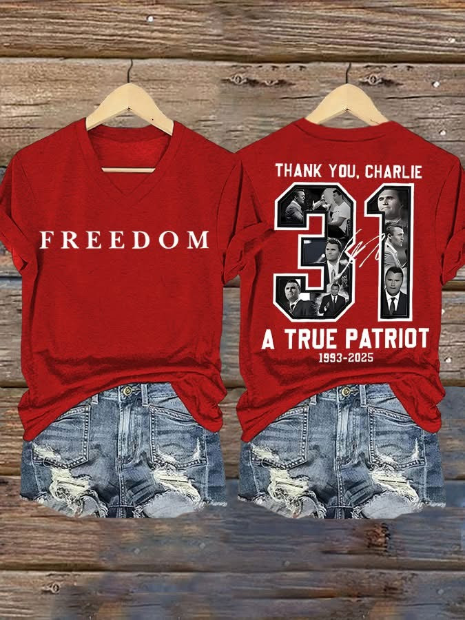 Red Freedom Charlie Kirk Shirt Thank You 31 A True Patriot Wear Red On October 14 - Image 4