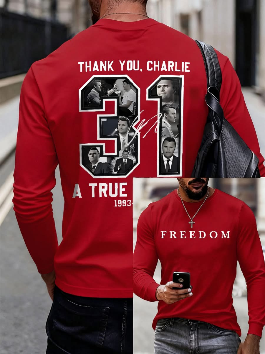 Red Freedom Charlie Kirk Shirt Thank You 31 A True Patriot Wear Red On October 14 - Image 2