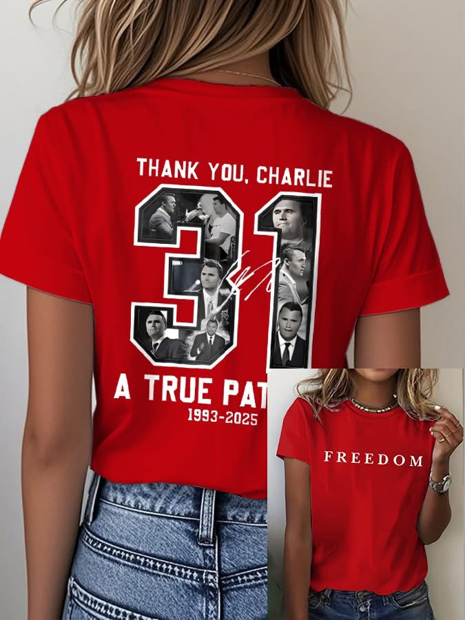 Red Freedom Charlie Kirk Shirt Thank You 31 A True Patriot Wear Red On October 14 - Image 5