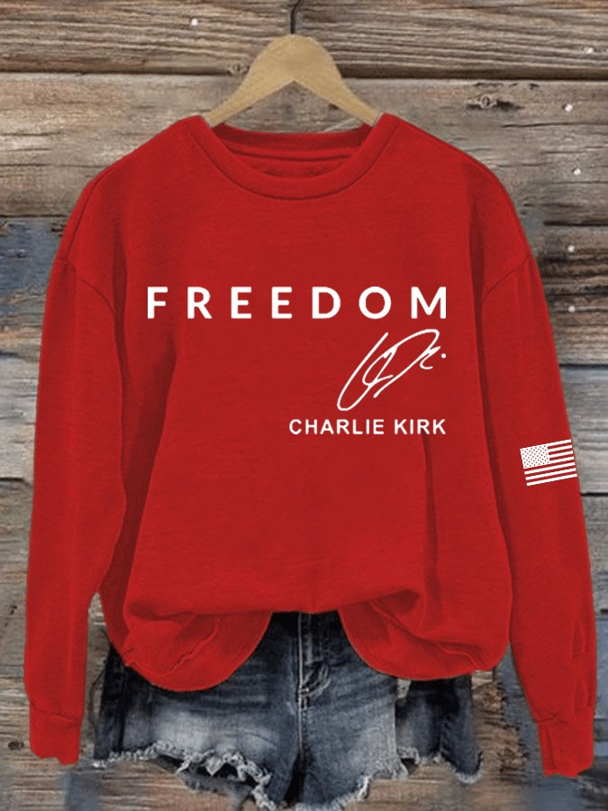 Red Freedom Charlie Kirk Signed Hoodie Women's Wear Red On October 14 Birthday Tribute - Image 6