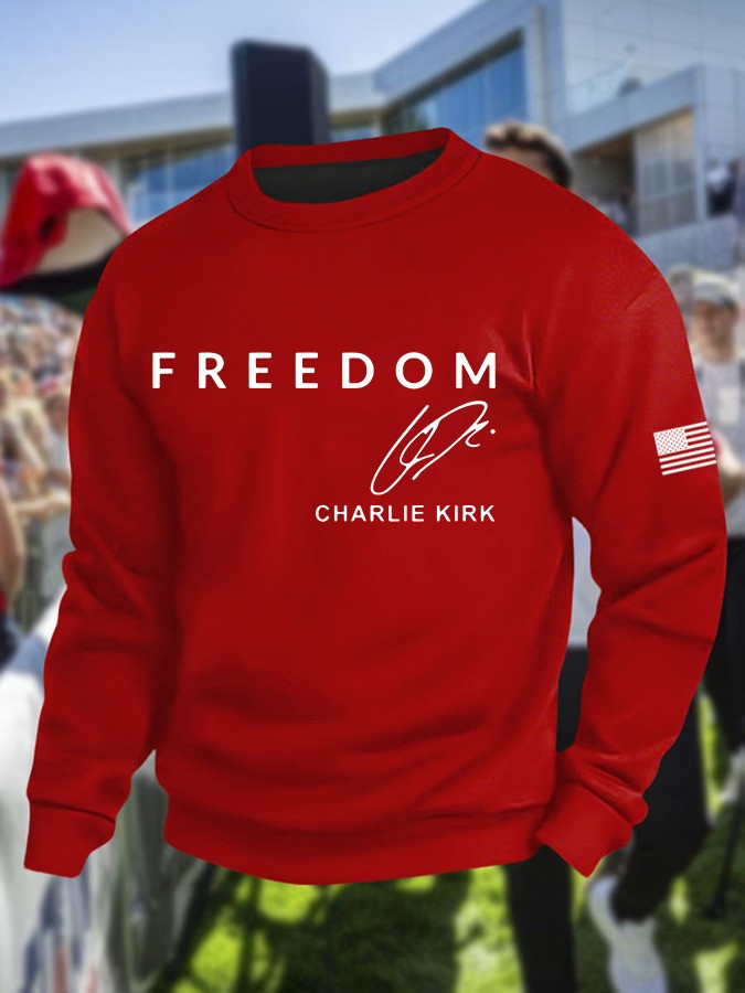 Red Freedom Charlie Kirk Signed Hoodie Women's Wear Red On October 14 Birthday Tribute - Image 2