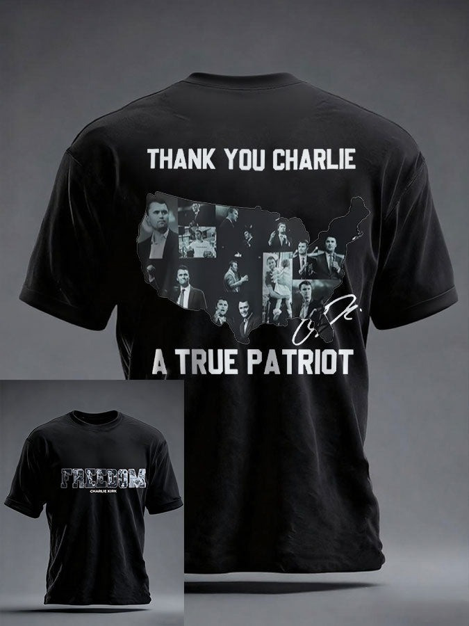 Red Freedom Charlie Kirk T-Shirt Thank You A True Patriot Legend TPUSA Inspired Gifts
