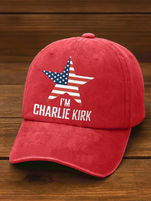 Red I Am Charlie Kirk Hat Memorial Merch Wear Red For Charlie Kirk Day On October 14 Cap
