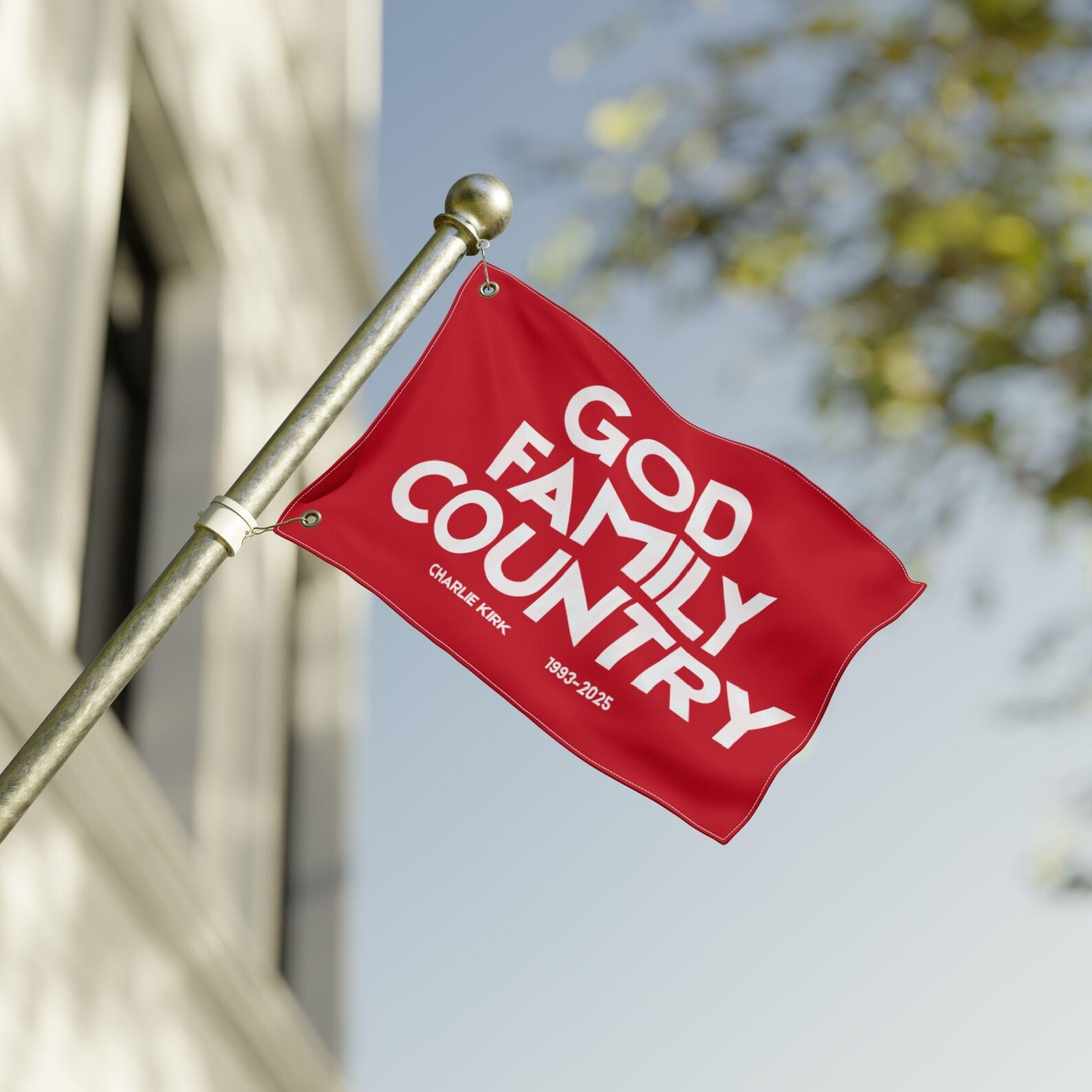 Red RIP Charlie Kirk Flag Charlie Kirk God Family Country In That Order October 14 Day Merch