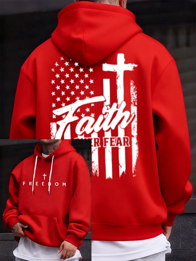 Red RIP Charlie Kirk Freedom Hoodie Faith Over Fear Memorial Clothing October 14 Day Merch - Image 3