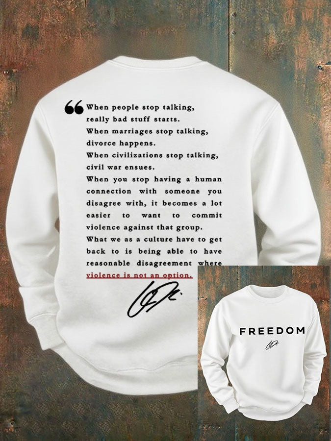 Red RIP Charlie Kirk Freedom Sweatshirt When People Stop Talking Wear Red Day 2025 Apparel - Image 2