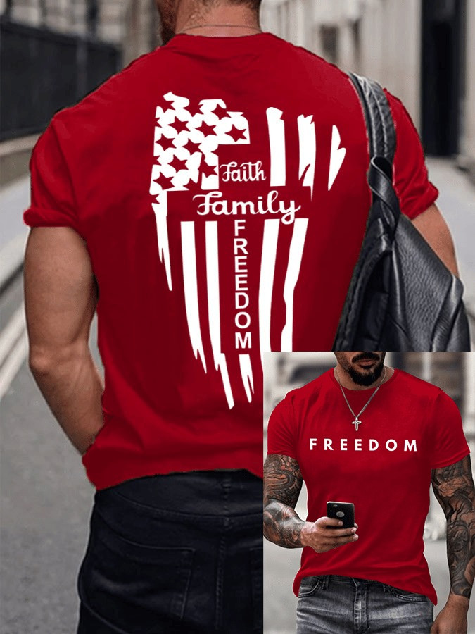 Red RIP Charlie Kirk Freedom Tee Shirt Faith Family American Flag Wear Red Day 2025 Apparel - Image 3
