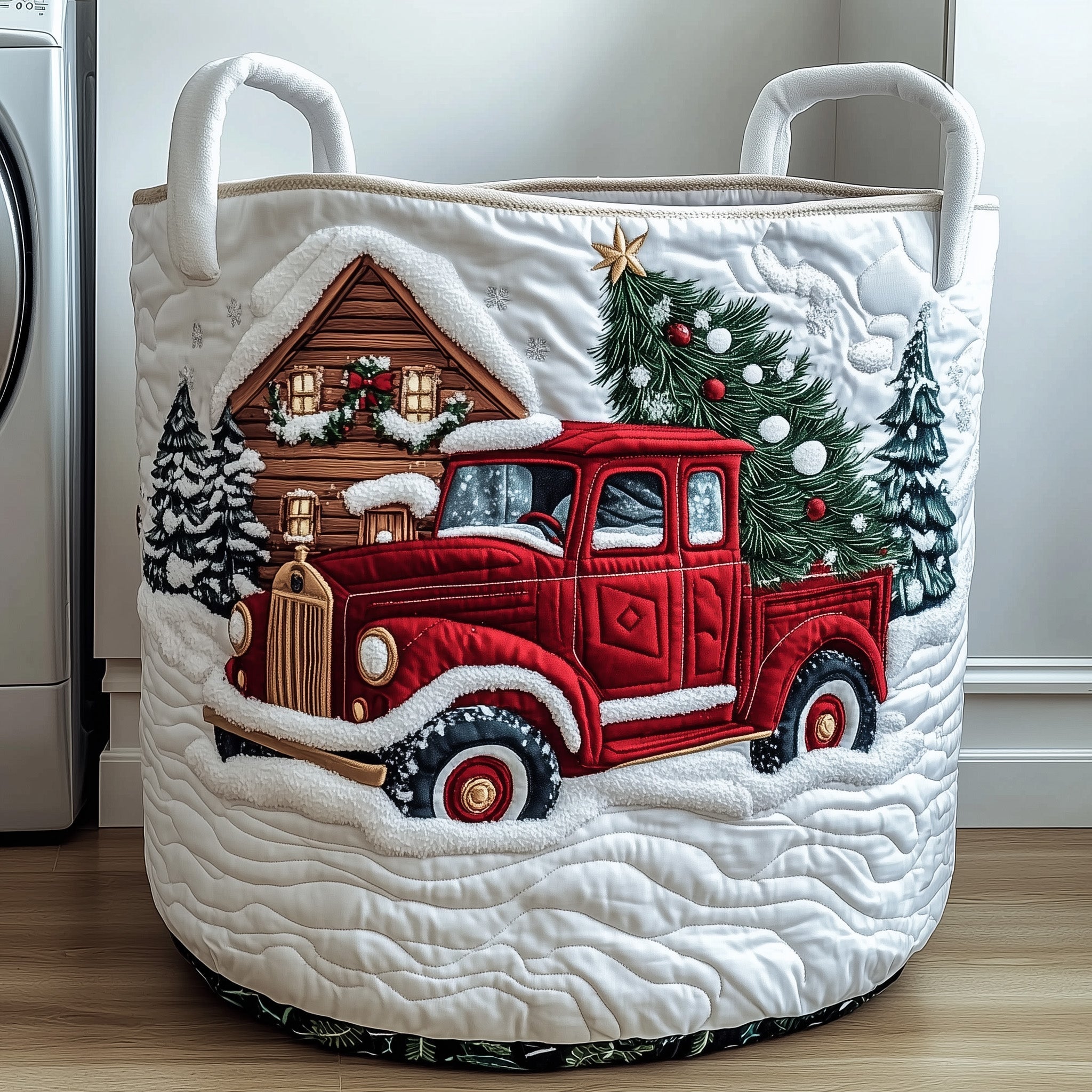 Red Truck Christmas Quilted Laundry Basket Unique Cool Laundry Basket Xmas Gifts